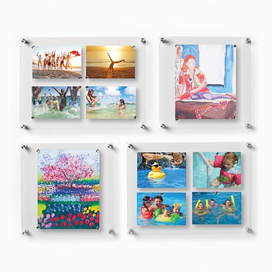 Wexel Art Mixed Single Panel Acrylic Floating Wall Frames & Magnets Set of 4